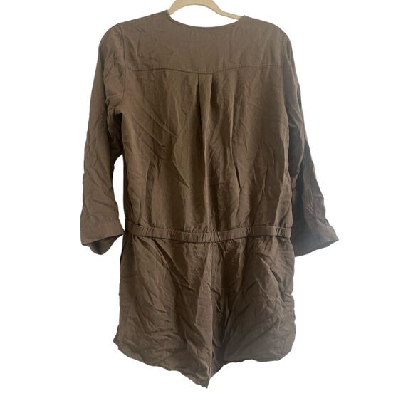 ✨American Apparel Womens Viscose 3/4 Sleeve Crossfront Army Sz Large Romper✨ - Picture 6 of 9